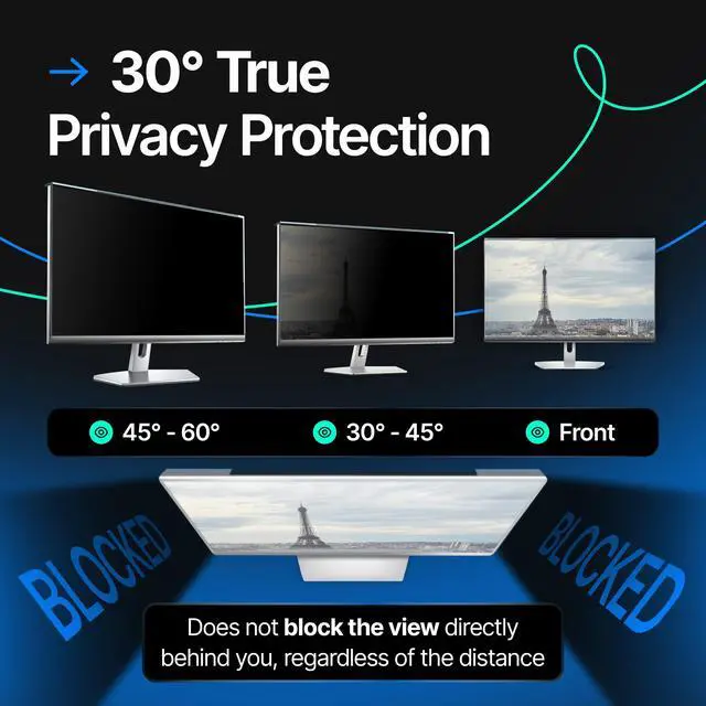 Alt view image 3 of 5 - Acrylic 21.5 Inch Computer Privacy Screen Filter for Widescreen Computer Monitors - 19.3" x 11.3" (491 x 288mm) - Monitor Frame Hanging Type