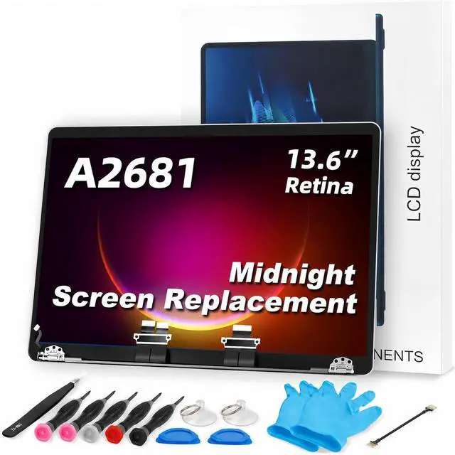 Main image of JYYSCRN A2681 Screen Replacement with Sleep Sensor Cable for 13.6 Inch MacBook Air M2 2022, 2560x1664 LCD Full Assembly Display for EMC 4074 Midnight