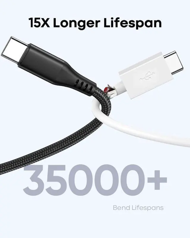 Alt view image 4 of 5 - AZPPANXI 30FT USB C to USB C Cable 60W, Extra Long Type-C to Type-C Cable Charger Cord, Premium Nylon Braided C to C Fast Charging for USBC Phone/Tablet and Other USB-C Devices
