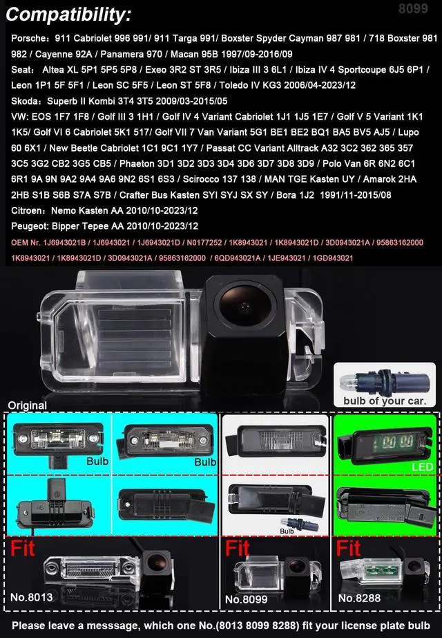 Alt view image 2 of 5 - Navinio Waterproof Night Vision HD CCD 170Viewing Field Car Rear View Backup Parking Camera for Skoda New Beetle VW Polo V 6R Passat CC Golf 6 Golf VI MK4 MK5 MK6 EOS Lupo