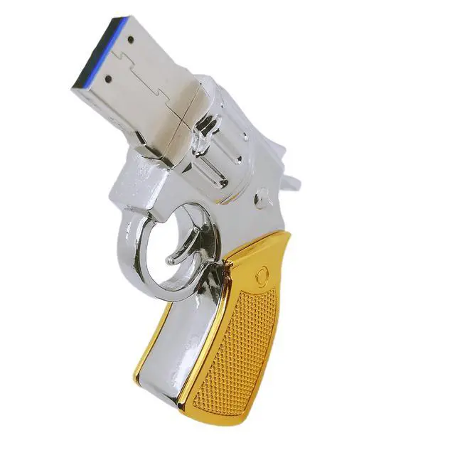 Alt view image 4 of 5 - WooTeck 128GB Metal Revolver Gun USB 3.0 Flash Drive Silver