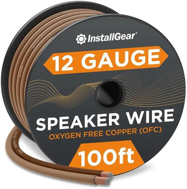 Main image of InstallGear 12 Gauge Speaker Wire 100ft - Deoxidized Copper OFC Speaker Wires 12 Gauge - Flexible Wire Cable with Polarity Marking - Soft Touch 12 AWG Wire for Audio, Amp and Home Theater Use - Brown