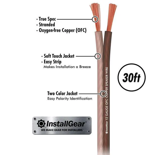 Alt view image 3 of 5 - InstallGear 12 Gauge Speaker Wire 100ft - Deoxidized Copper OFC Speaker Wires 12 Gauge - Flexible Wire Cable with Polarity Marking - Soft Touch 12 AWG Wire for Audio, Amp and Home Theater Use - Brown