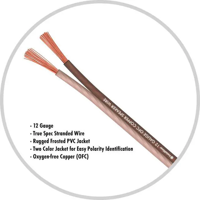 Alt view image 5 of 5 - InstallGear 12 Gauge Speaker Wire 100ft - Deoxidized Copper OFC Speaker Wires 12 Gauge - Flexible Wire Cable with Polarity Marking - Soft Touch 12 AWG Wire for Audio, Amp and Home Theater Use - Brown