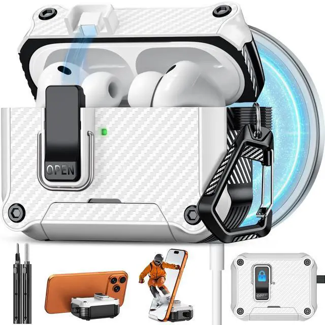 Main image of Pohgelan for AirPods Pro 3 Case with Safety Lock-White