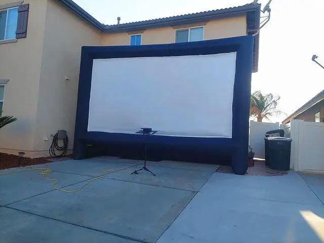 Alt view image 2 of 5 - QILEBA 24 Feet Inflatable Projector Movie Screen Outdoor Indoor, Portable Blow Up Cinema Projection Screen, with Air Blower, Tie-Downs and Storage Bag, for Backyard Pool Party Movie Nights