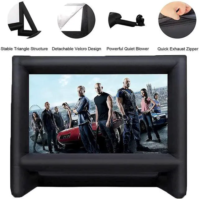Alt view image 5 of 5 - QILEBA 24 Feet Inflatable Projector Movie Screen Outdoor Indoor, Portable Blow Up Cinema Projection Screen, with Air Blower, Tie-Downs and Storage Bag, for Backyard Pool Party Movie Nights