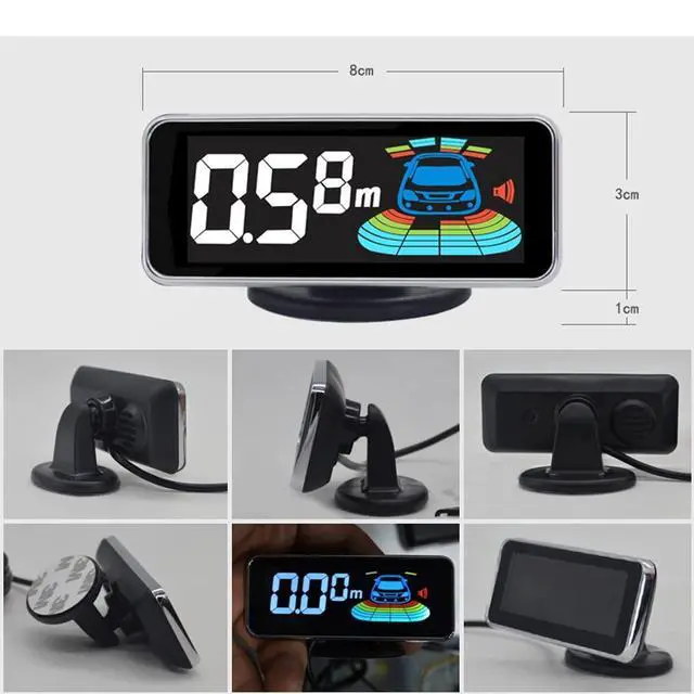 Alt view image 4 of 5 - 6 Parking Sensors kit Car Auto Vehicle Reverse Backup Radar System Distance Detection LCD Distance Display Sound Warning (6 Parking Sensors kit (Black)) (6 Parking Sensors kit (White))