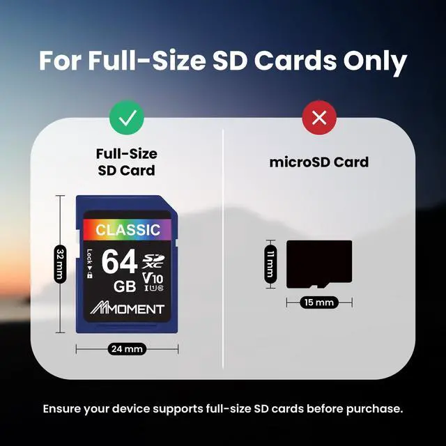 Alt view image 2 of 5 - MMOMENT 64GB Full-Size SD, SDXC Card Compatible with Camera Full HD Video, PC, UHS-I, U1, V10, Class 10, Read Speed Up to 98 MB/s,Write Speed Up to 30MB/s