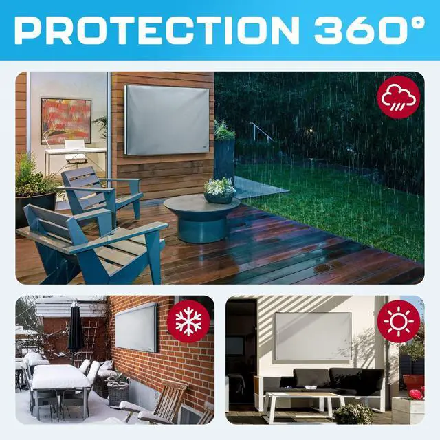 Alt view image 4 of 5 - Garnetics Outdoor TV Cover 65 Inch Waterproof, Weatherproof TV Enclosures with Smart Shield Screen Protectors, Ideal for Outdoor Use, Moving, and Storage - Gray
