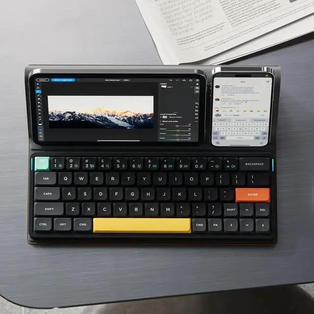 Alt view image 3 of 5 - nuphy Air60 V2 Portable Wireless Keyboard 60% Low Profile Mechanical Keyboard Support QMK/VIA Compatible with Windows/mac OS/Linux Supports Bluetooth 5.1/2.4GHz/Wired USB-C Black - Gateron Aloe