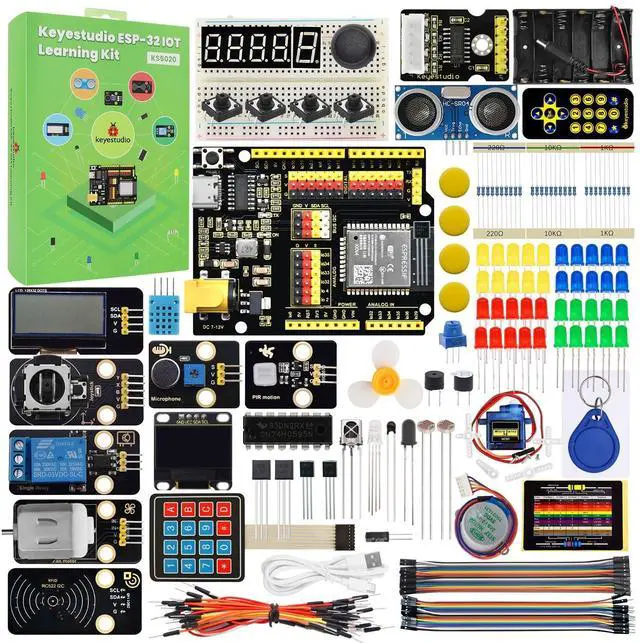 Main image of KEYESTUDIO ESP32 IoT Learning Kit with 60+ Projects, Arduino & MicroPython Tutorials, WiFi Bluetooth Module, Complete Electronics Components Kit for Beginners, Makers, and Educators