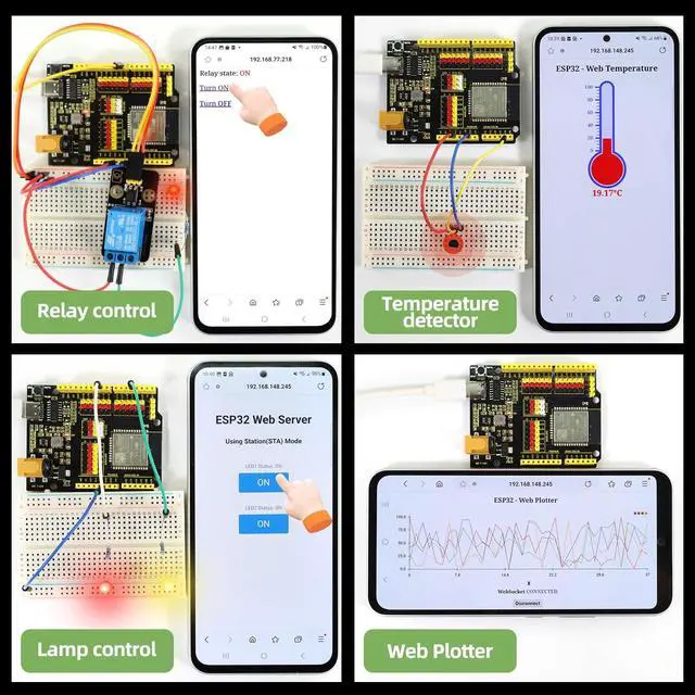 Alt view image 4 of 5 - KEYESTUDIO ESP32 IoT Learning Kit with 60+ Projects, Arduino & MicroPython Tutorials, WiFi Bluetooth Module, Complete Electronics Components Kit for Beginners, Makers, and Educators