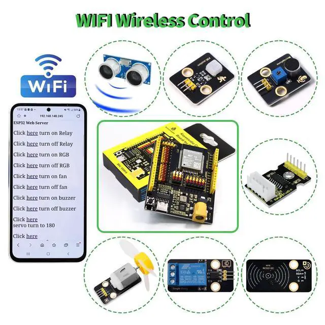 Alt view image 5 of 5 - KEYESTUDIO ESP32 IoT Learning Kit with 60+ Projects, Arduino & MicroPython Tutorials, WiFi Bluetooth Module, Complete Electronics Components Kit for Beginners, Makers, and Educators