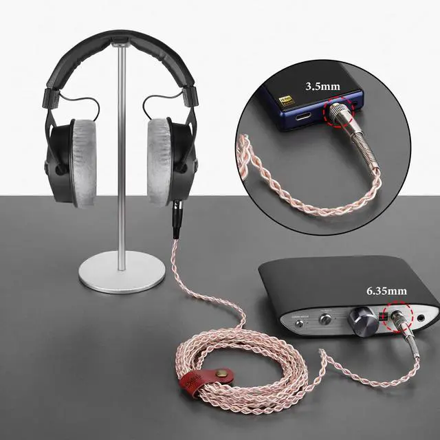 Alt view image 5 of 5 - GEEKRIA Apollo Silver-Plated Upgrade Audio Cable Compatible with Beyerdynamic DT 900 PRO X, DT 770 PRO X, 6.35mm/3.5mm Replacement Headphones Cord for Desktop Amplifier (10ft / 3m)