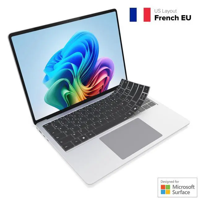 Alt view image 2 of 5 - JCPal French (EU) Language Overlay Keyboard Cover for Microsoft Surface Laptop 7th Edition 13.8 & 15 inch, Ultra Thin Silicone Protector Keyboard Skin, US/ANSI Layout