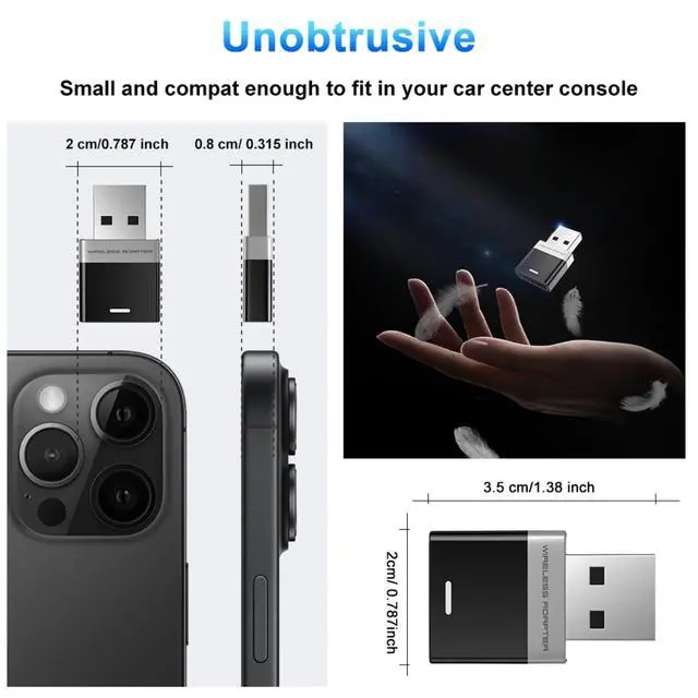 Alt view image 3 of 5 - Wireless CarPlay Adapter 2025 Upgrade Wired CarPlay to Wireless, Mini USB Design for Cars with Built-in Wired Apple CarPlay Plug and Play Easy Use Fast Stable Connection Car Play for iPh