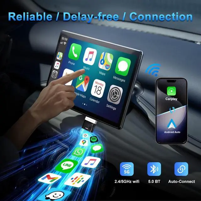 Alt view image 4 of 5 - Wireless CarPlay Adapter 2025 Upgrade Wired CarPlay to Wireless, Mini USB Design for Cars with Built-in Wired Apple CarPlay Plug and Play Easy Use Fast Stable Connection Car Play for iPh