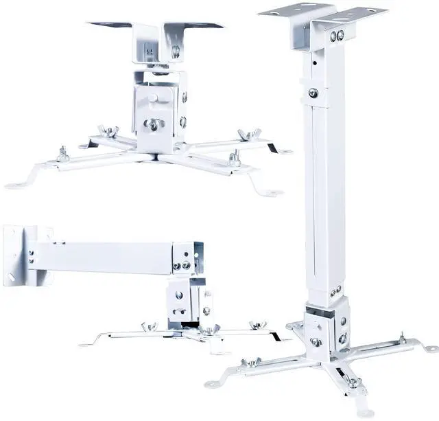 Main image of Homcine Projector Ceiling/Wall Mount White, Low Profile Universal Projector Holder/Bracket/Hanger Kit with Extendable Arm, Adjustable Height Pole Drop Ceiling Quick Release for Epson Optoma Benq