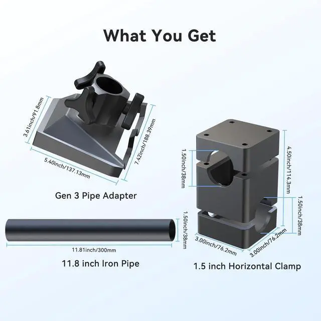 Alt view image 4 of 5 - Mount for Starlink Gen 3, 1.5 Inch Horizontal Round Pipe Mount for Stair Railing, Fence, RV, Outdoor Satellite Dish Bracket, for Star Link 4/4X/V3 Pole Mounts for Camper, and Yacht