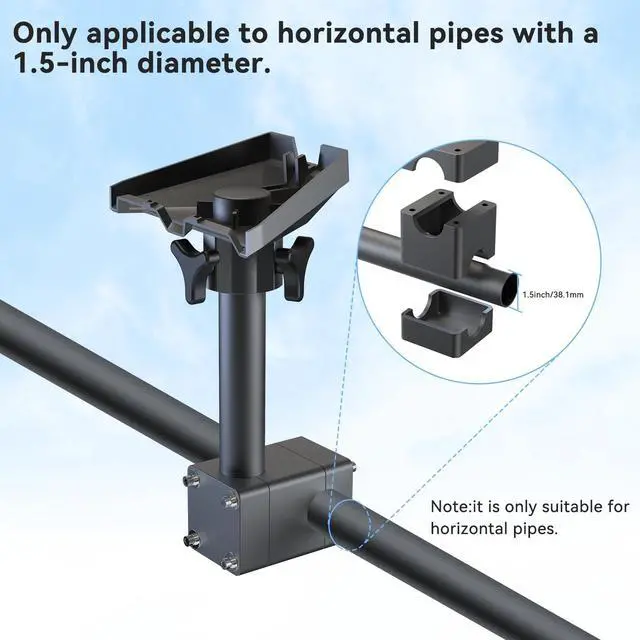 Alt view image 3 of 5 - Mount for Starlink Gen 3, 1.5 Inch Horizontal Round Pipe Mount for Stair Railing, Fence, RV, Outdoor Satellite Dish Bracket, for Star Link 4/4X/V3 Pole Mounts for Camper, and Yacht