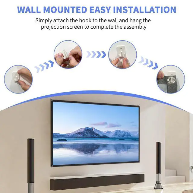 Alt view image 5 of 5 - WASJOYE Proiector Screen with Stand 100" - 16:9 4K HD Portable Proiector Screen, 1.2 Gain Indoor Projector Screen, Easy Setup and Carrying, for Home Cinema, Backyard Party Office TV Game