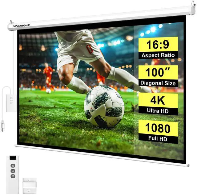 Main image of VIVOHOME 100 Inch 16:9 Motorized Projector Screen, White