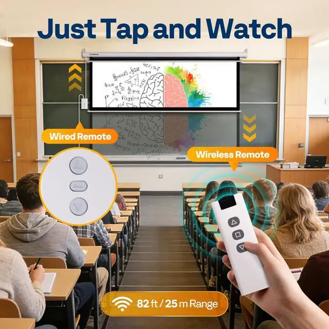 Alt view image 3 of 5 - VIVOHOME 100 Inch 16:9 Motorized Projector Screen, White