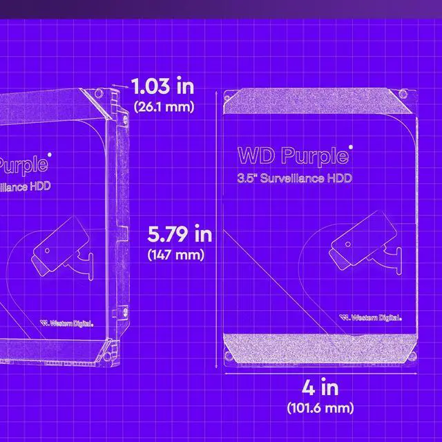 Alt view image 3 of 5 - Western Digital 4TB WD Purple Surveillance Internal Hard Drive HDD - SATA 6 Gb/s, 128 MB Cache, 3.5" - WD44PURZ