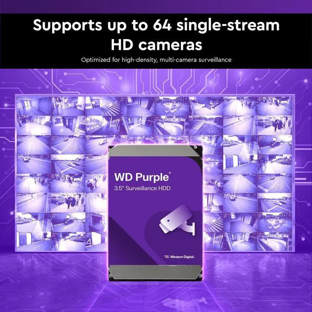 Alt view image 4 of 5 - Western Digital 4TB WD Purple Surveillance Internal Hard Drive HDD - SATA 6 Gb/s, 128 MB Cache, 3.5" - WD44PURZ