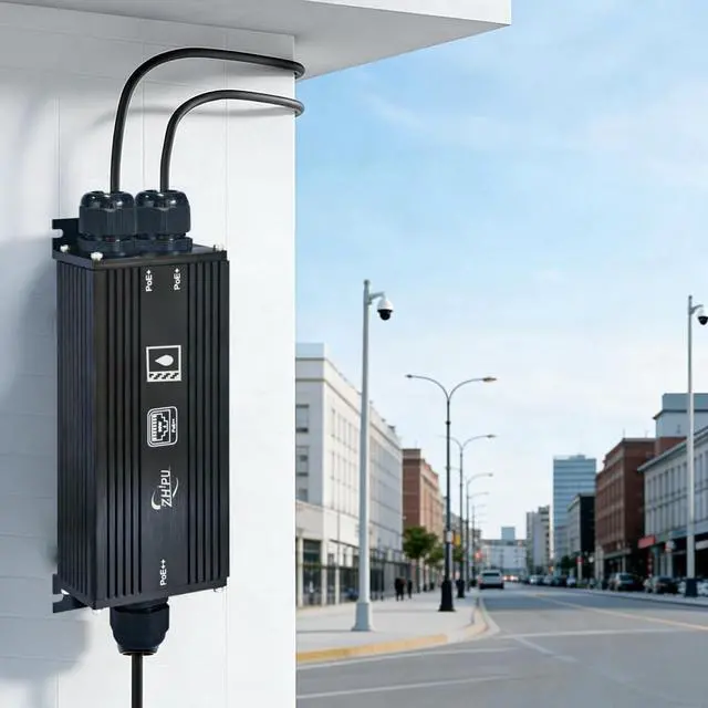 Alt view image 2 of 5 - IP67 Gigabit Outdoor PoE++ Waterproof Extender 1 in 2 Out 90W Input IEEE802.3af/at/bt 400m 48-57V, 3 Cascade Connection Surveillance Networks