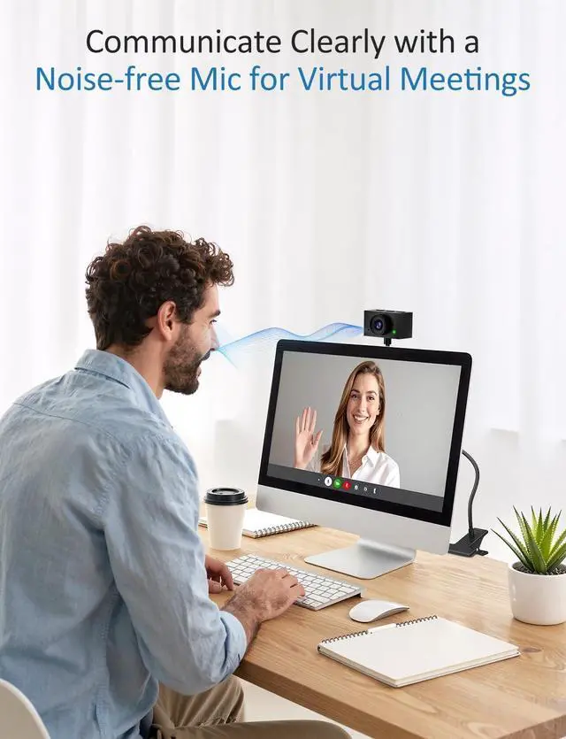Alt view image 3 of 5 - Webcam for PC, 2K Streaming Camera, Web Camera for Desktop/Laptop Computer Webcam with Microphone, Plug and Play USB Web Cam with Bracket, Manual Focus, for Live Streaming, Video Calls (Black, 2K)