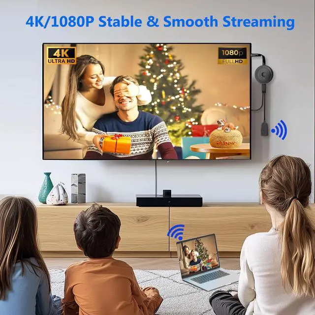 Alt view image 2 of 5 - 2026 Wireless HDMI Display Adapter 4K, Portable Screen Mirror Dongle, WiFi Casting Video/Audio for Phone, Pad, Android, Tablet, Laptop, Windows to TV/Monitor/Projector, Miracast, Airplay, DLNA