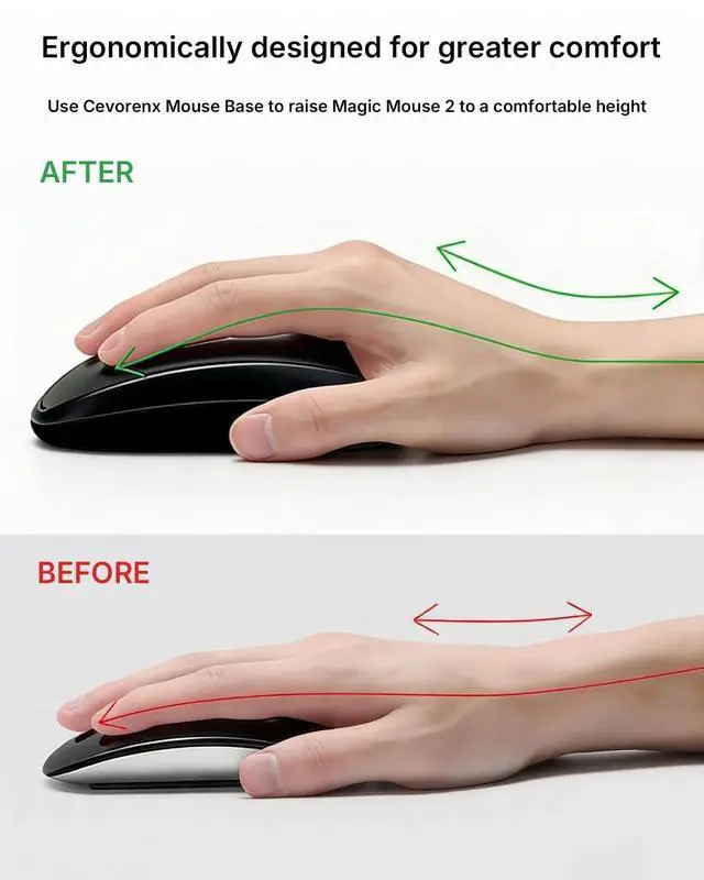 Alt view image 2 of 5 - Cevorenx Magic Mouses Charger Base Wireless Charging Dock for Apple Magic Mouse 2 (Lightning), Ergonomic Wand Mouse Grip with MagSafe Charging Support (Black),Charger and Mouse not Included