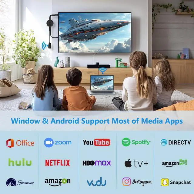 Alt view image 5 of 5 - 2026 Wireless HDMI Display Adapter 4K, Portable Screen Mirror Dongle, WiFi Casting Video/Audio for Phone, Pad, Android, Tablet, Laptop, Windows to TV/Monitor/Projector, Miracast, Airplay, DLNA