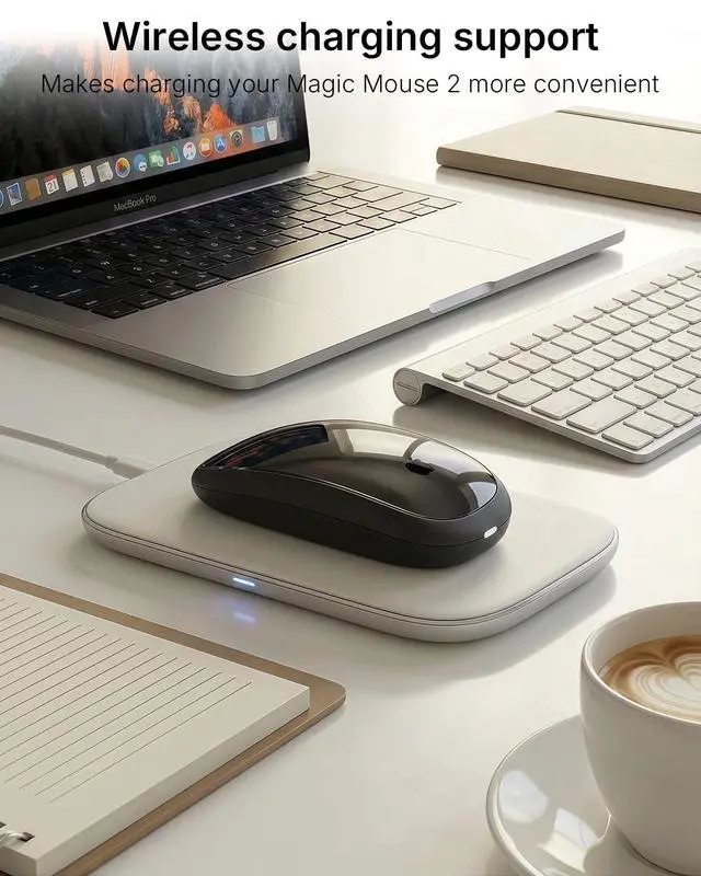 Alt view image 3 of 5 - Cevorenx Magic Mouses Charger Base Wireless Charging Dock for Apple Magic Mouse 2 (Lightning), Ergonomic Wand Mouse Grip with MagSafe Charging Support (Black),Charger and Mouse not Included