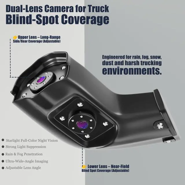 Alt view image 4 of 5 - SLARY 4CH Channel 360 AHD 10.36" Monitor Touch Screen Loop Recording Display Left and Right Electronic Side View Mirror BSD DVR Dash Backup Camera Side Blind Areas IR Waterproof for Truck