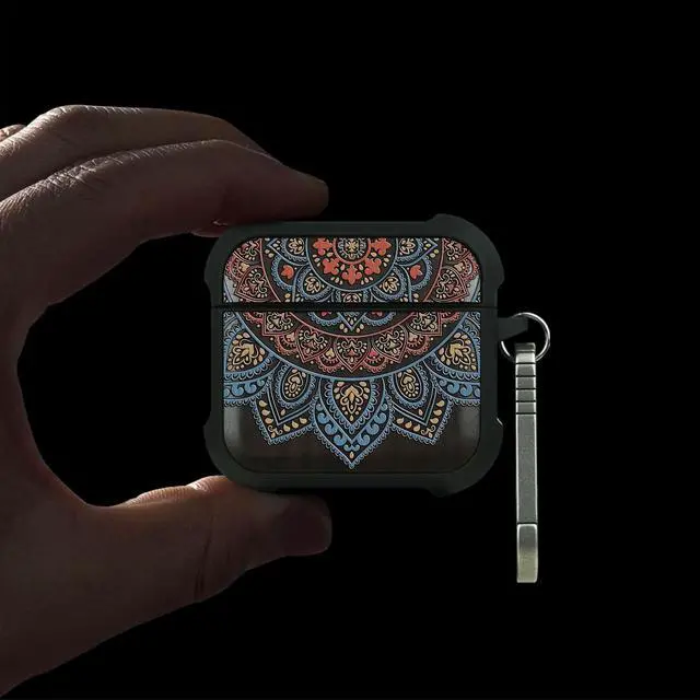 Alt view image 2 of 5 - Black Solid Wood for AirPods 4 Case (2024) (USB-C), Mandala Harmony