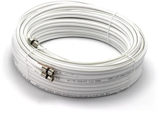 Main image of THE CIMPLE CO 50 FT Dual RG6 Coaxial Cable with Grounding Wire - Twin Coax Cable with 18 AWG Copper Ground Wire - Double Coax for Satellite, Cable TV, and HD Antennas - 50 Feet (15 Meters), White