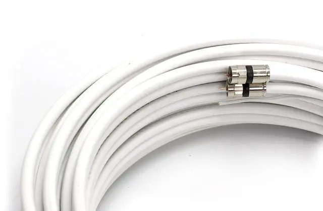 Alt view image 2 of 5 - THE CIMPLE CO 50 FT Dual RG6 Coaxial Cable with Grounding Wire - Twin Coax Cable with 18 AWG Copper Ground Wire - Double Coax for Satellite, Cable TV, and HD Antennas - 50 Feet (15 Meters), White
