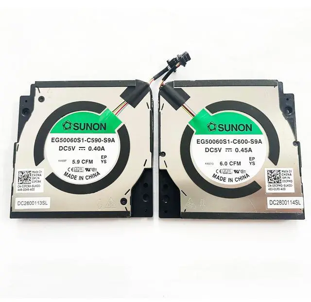 Alt view image 2 of 5 - Fleshy Leaf Replacement CPU+GPU Cooling Fan for Dell Precision 5470 5480 5490 05CPMD 03FCRK EF50060S1-C600-S9A EG50060S1-C590-S9A