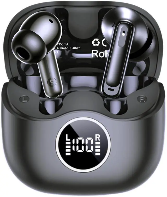Main image of xinwld Adaptive Hybrid Active Noise Canceling 2026 Wireless Earbuds, 6 Mics ENC Clear Call Ear Buds, Hi-Res Audio Deep Bass Bluetooth 5.4 Headphones, 40H, LED, for Sports Running Gym Workout, B
