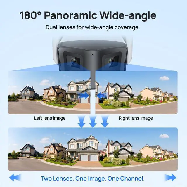 Alt view image 2 of 5 - VIKYLIN 4MP Dual Lens PoE Outdoor Dome Camera, 180 Panoramic View, Smart Dual Light Color Night Vision, Human Detection, Two-Way Talk, SD Slot (UP to 512G), NDAA Compliant