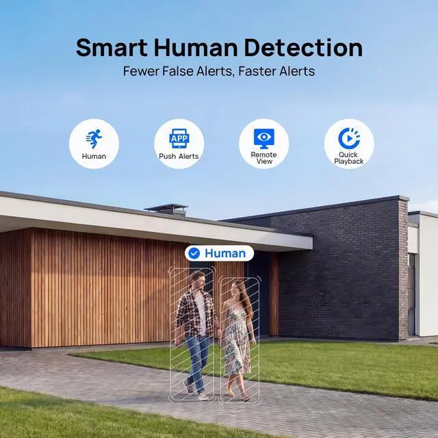 Alt view image 4 of 5 - VIKYLIN 4MP Dual Lens PoE Outdoor Dome Camera, 180 Panoramic View, Smart Dual Light Color Night Vision, Human Detection, Two-Way Talk, SD Slot (UP to 512G), NDAA Compliant