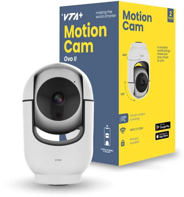 Main image of Smart 2K Indoor Camera - PTZ Control with 355 Horizontal and 150 Vertical Rotation, 2-Way Audio, Night Vision, Privacy Mode, Smart Motion Detection, 3MP Resolution, Alexa/Google Compatible