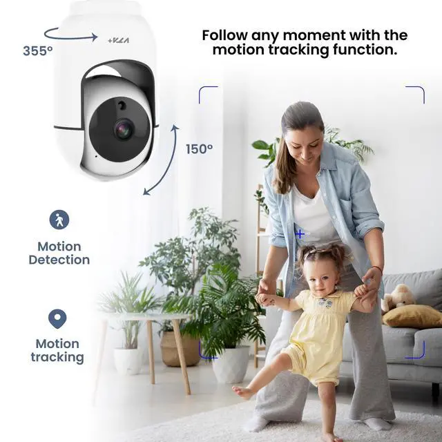 Alt view image 5 of 5 - Smart 2K Indoor Camera - PTZ Control with 355 Horizontal and 150 Vertical Rotation, 2-Way Audio, Night Vision, Privacy Mode, Smart Motion Detection, 3MP Resolution, Alexa/Google Compatible