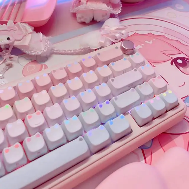 Alt view image 2 of 5 - OHY XVX Lumicat Mao Profile PBT Keycaps, 113 Keys Double-Shot Dye-Sublimation Side Printed Taro Keycap Set, Ergonomic Mao Profile Custom Keycaps Compatible with MX Switches Mechanical Keyboard