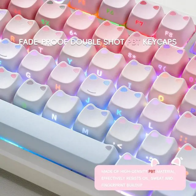 Alt view image 4 of 5 - OHY XVX Lumicat Mao Profile PBT Keycaps, 113 Keys Double-Shot Dye-Sublimation Side Printed Taro Keycap Set, Ergonomic Mao Profile Custom Keycaps Compatible with MX Switches Mechanical Keyboard