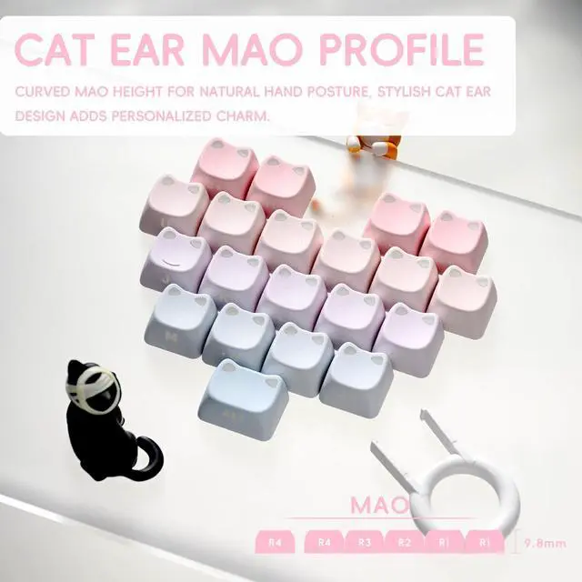 Alt view image 5 of 5 - OHY XVX Lumicat Mao Profile PBT Keycaps, 113 Keys Double-Shot Dye-Sublimation Side Printed Taro Keycap Set, Ergonomic Mao Profile Custom Keycaps Compatible with MX Switches Mechanical Keyboard