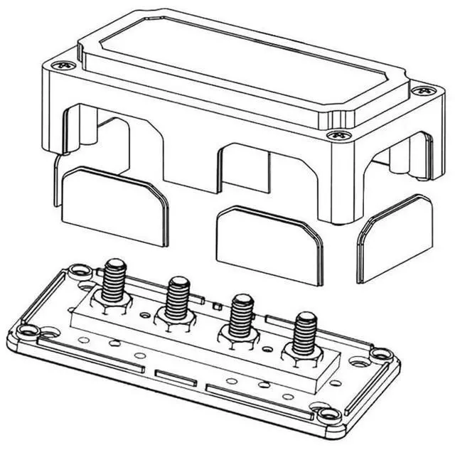 Alt view image 5 of 5 - 4 x M8 (5/16") Studs Power Distribution Block Bus Bar 12V, Ampper Waterproof HD 200A Marine BusBar Battery Distribution Block W/Cover for Auto Boat Solar (Red)